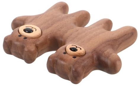 Peine de Oso Forma Masajeador Negro Madera de Nogal de Cabeza | Tacto Delicado, Masaje de Puntos, Cuidado del Cuero Cabelludo, Uso en Hombros