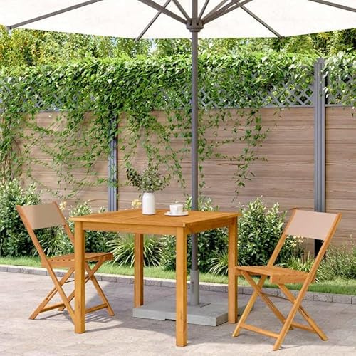 Eleganz Lot de 2 chaises de bistrot taupe – Bois massif d'acacia avec finition à l'huile et revêtement en tissu (100 % polyester) – Meubles de jardin durables pour terrasse et balcon