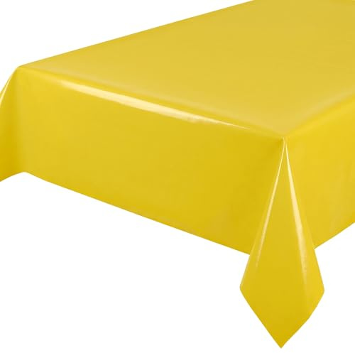 BEAUTEX Wachstuchtischdecke rund 140 Gelb abwischbar einfarbig Uni | wasserundurchlässig, pflegeleicht, strapazierfähig, zuschneidbar, glatte Oberfläche, ideal für Küche, Garten & Balkon