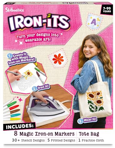 Skillmatics Iron-Its – Iron-On Transfer Kit for Kids, DIY Fabric Craft | Art Kit with Magic Transfer Markers, 30+ Stencils, Tote Bag, Creative Gift for Kids, Tweens, Teens, Ages 7, 8, 9, 10, and Up
