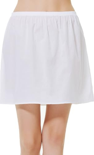 BEAUTELICATE Women's Half Slip 100% Cotton Vintage Underskirt, 16 Inch Length, White, Size S Fits UK(8 - 10)