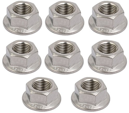 sourcing map 8 Stück M12x1,25mm Stellschraube Flanschmuttern Metrisch Feingewinde 304 Edelstahl Sechskantmutter