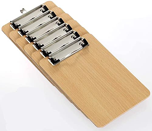 LATERN 6 Stücke A4 Klemmbretter, Low Profile Clip Hartfaserplatte mit stabilem Federgriff und verdecktem Aufhängeloch, strapazierfähige Holzklemmbretter für Büroarbeiten