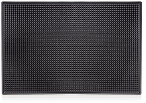 Facmogu 45 x 30 cm Gummi Bar Matten, Schwarz Heavy Duty Bar Mat PVC Gummi Nasses Geschirr Trocknen Spill Matting rutschfest hitzebeständig für KTV Bar Glas, Restaurant, Home Theken