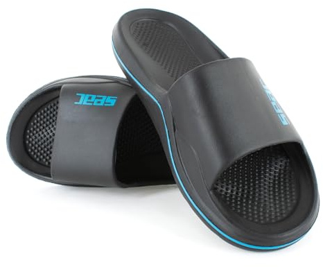 SEAC CAYA, Sandales avec Bande pour la Plage et la Piscine, Noir/Bleu, 44