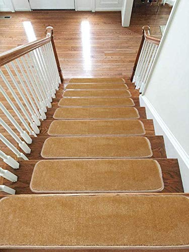 emmahome Alfombras antideslizantes para escaleras, lavables a máquina, 22 x 67 cm, 11 mm de grosor (dorado, 13)