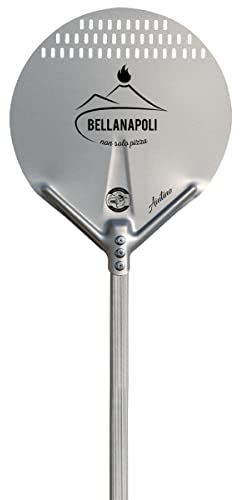BellaNapoli - Pala per pizza rotonda in alluminio alimentare, diametro 36 cm, manico da 65 a 120 cm, qualità professionale