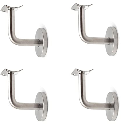 4 Pezzi Corrimano, Supporto Corrimano, Corrimano Scale, per la Protezione Della Sicurezza Nei Vani Scala, Corridoi, Bagni, ecc(Argento)