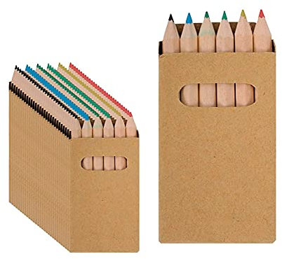 Deliex Pack 20 Sets de 6 mini Lápices de Colores. regalos para Niños Cumpleaños Infantil y detalles Fiestas Colegio. Piñata Cumpleaños Infantil, lapices para colorear. (20)