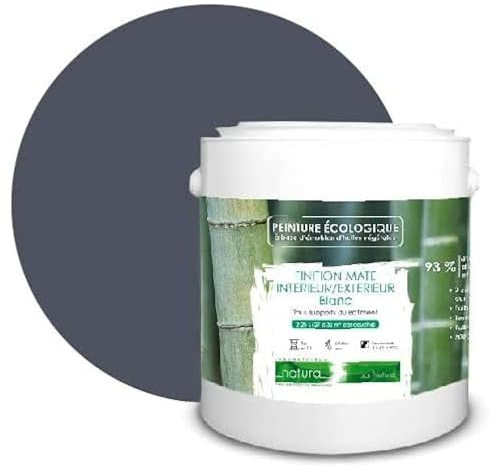 BOX DECO COULEURS Pintura natural ecológica interior exterior con aspecto mate Natura – 2,5 l/33 m² [Clase energética A+], gris antracita