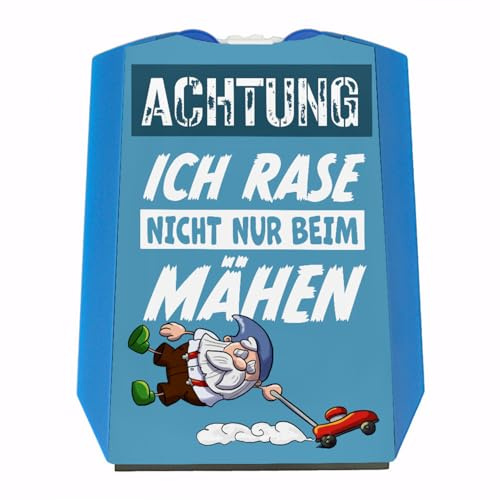 speecheese Achtung - Ich rase Nicht nur beim Mähen Parkscheibe mit 2 Einkaufswagenchips als lustige Geschenkidee zum Führerschein und fürs Auto für alle die Humor haben und gerne mal aufs