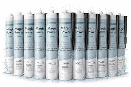 Magic Power Kraftkleber für Teichfolie – wasserfester Profi-Unterwasserkleber zum Kleben und Reparieren von Teichfolie – 12× 290 ml Kartuschen