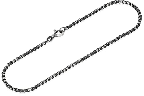 NKlaus 20cm collana di piselli in argento sterling 925 ossidato bracciale annerito largo 2mm 13850