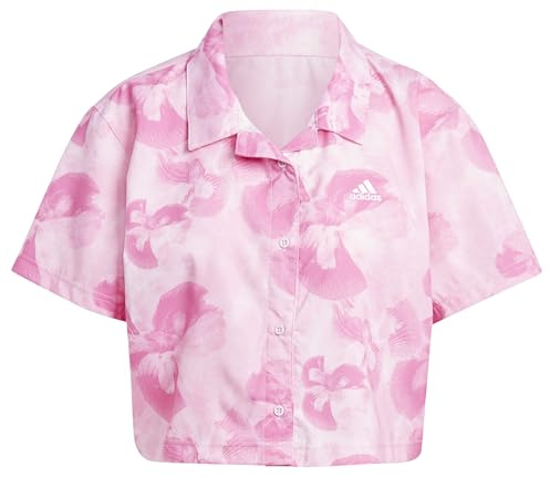 Adidas Damen Floral Graphic Crop Woven Polo Shirt Hemd