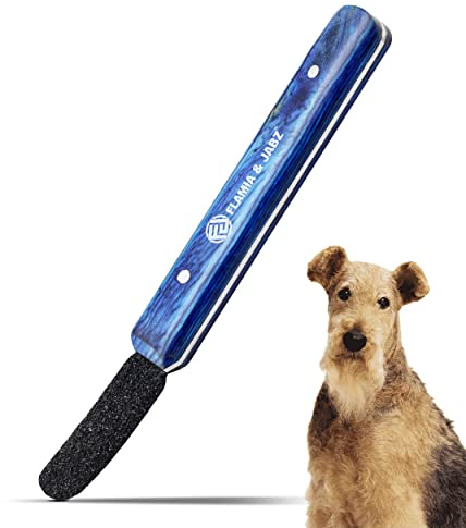 FLAMIA & JABZ Abisolierender Metallstein Diamantkante für Hunde, Katzen & Haustiere mit Holzgriff (grob)