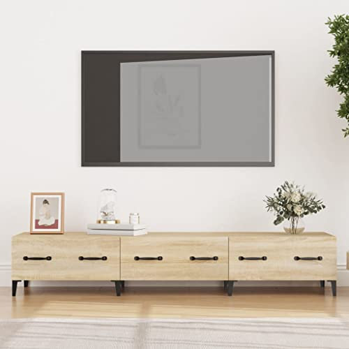 FIRBNUS TV-Schrank Sonoma-Eiche 150x34,5x30 cm Holzwerkstoff TV Lowboard Holz Kommode Industrial Möbel TV Unterschrank