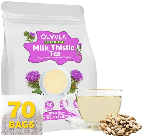 Olvvla - Premium Milk Thistle Tea Bags - 3g X 70 Count - 100% Pure Natural Milk Thistle Seed Herbal Tea - Caffeine-free - Non-GMO