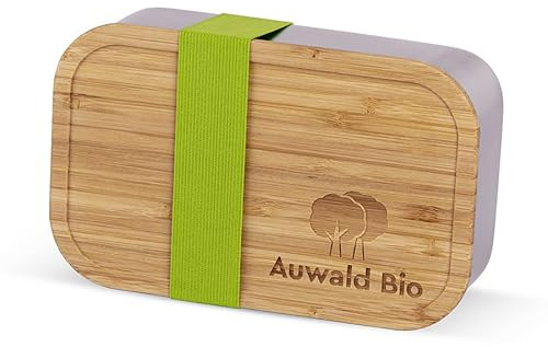 Bambus Brotdose Holzdeckel - Lunchbox aus Edelstahl mit Bambusdeckel