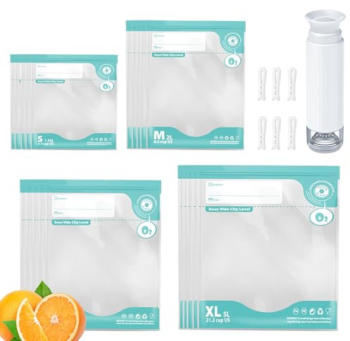 Annalocker Ensemble de Scelleur Sous Vide Manuelle, Machine sous Vide Alimentaire, Avec 6 Clips Et 10 Sacs Sous Vide Réutilisables, Pour La Cuisson Sous Vide Et La Conservation Des Vacuum fresh bag