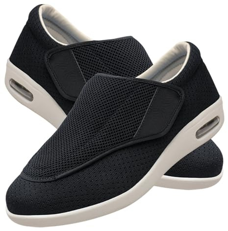 Möge Chaussons Diabétiques Homme Réglable Orthopédique Sandales Large Chausson Fermeture Scratch pour Personne Âgée Pieds Gonflés Arthrite Oedème Swollen Pantoufle
