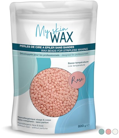 My Skin Wax - Stripless Wax Beads, 400g, Hypoallergenic, Smooth Waxing without Redness, Special for Sensitive Skin Men Women, Peelable, Face, Bikini, Brazilian (Rose)
