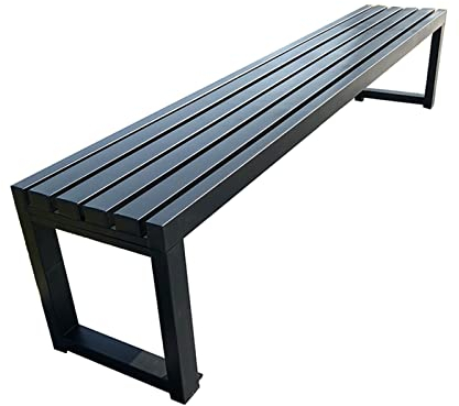 Außenbank aus Metall, Gartenbank, verzinktes Rohrmaterial, robust und langlebig, ideal für den Einsatz im Garten, auf der Straße und im Freien (Farbe: Schwarz, Größe: 150 cm)