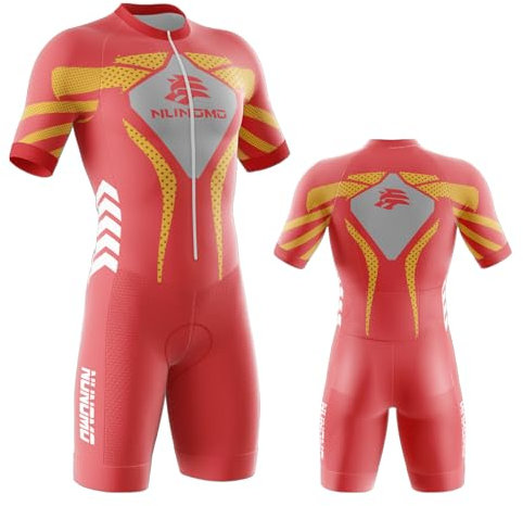 Triathlon Anzug Herren Herren Fahrrad SkinsuitRadsportanzug gepolstert einteilig Trisuit Bike Top Short Trisuit Einteiler für Wettkampf Run, Cycle, Swim,Strumpfhosen (TYPE-10,5XL)