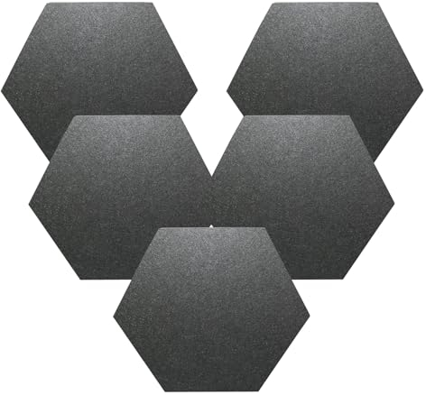 DEWEPRO Noiseflex Conso Akustikplatte – 5 Stück Hexagon Schallabsorber in Schwarz (29x5 cm) – Effektive Schalldämmung – Nachhaltige PET-Materialien – Einfache Montage – Made in Germany