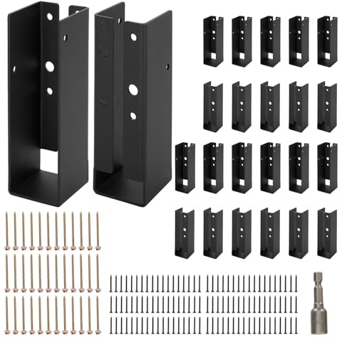 24 Pcs of 2x6 Joist Hangers, Concealed Joist Hangers, Q235B Black Powder Coated Heavy Duty Solid Steel Truss Brackets for 2 x6 Beams, Swings, Floor Decks and Ceiling Truss Tie Brackets.