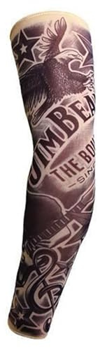 Nylon Stocking Tattoo Sleeve - Black Nylon/Spandex Temporary Tattoo Slip on Arm Warmer Breathable Men Women Children (Jim Beam)