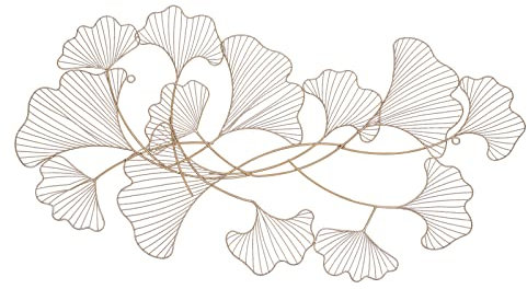 Dettchan Ginkgo Wanddeko, Gold Wandschmuck Metall Wanddeko Wandverzierung Dekoration Ginkgo, für Wohnzimmer Schlafzimmer Esszimmer Wohnkultur 120x57cm