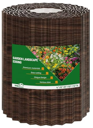 SnugNiture Corrugated Metal Garden Edging,8 x 20' Sturdy Lawn Edging Border,Landscape Edging Border for Lawn, Flower Bed,Garden and Yard(Brown)