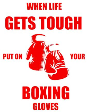 Boxing Wall Decals Quotes When Life Gets Tough Put On Your Boxing Gloves Vinyl Wall Sticker for Bedroom-L-57x74cm-Red