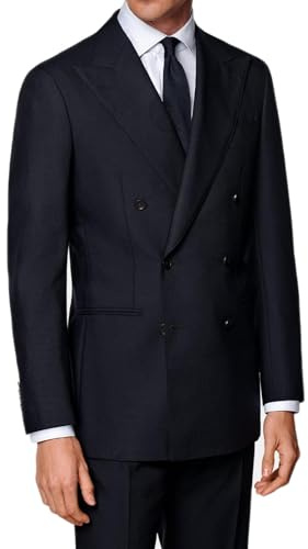 VEQUÈ Abito da Uomo Cerimonia Elegante Doppiopetto Vestito Completo Sartoriale Doppio Petto Giacca e Pantalone Formale (IT, Numero, 52, Regular, Regular, Blu)