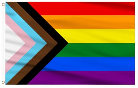 AhfuLife Drapeau Arc-en-Ciel LGBT 90x150cm, 2Pcs Drapeau Gay Pride de Fierté Progressif Double Face avec Œillets Laiton en Polyester pour Pride Day Marche des Fiertés Événement Decor Jardin Bar Masion
