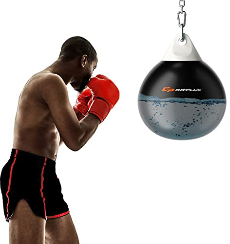 GOPLUS 45cm Wasser Boxsack, 50kg Boxing Punching Bag mit Wasser gefüllt, Schlinge, Wassereinspritzer, Punchingsack Wasserboxsack für Erwachsene, Zuhause, Gym