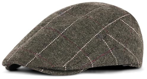 ACWOO Platt Mössa för Män, Platt Tweed Bomullsmössa Justerbar, Klassisk Newsboy Flat Cap, Retro Keps Hattar, Basker Män Bankare Murgröna Hattar, Vår Höst Vinter