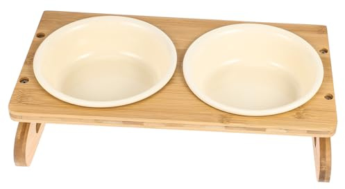 CIYODO 1Ensemble Chat Céramique Élevé avec Support Set pour Alimentation Antivomissement Accessoire pour Animaux de Compagnie