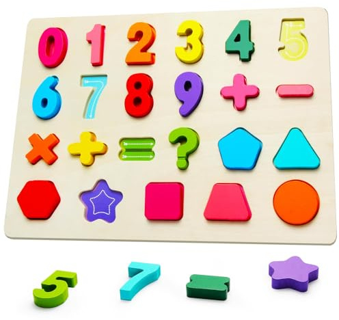 TAXTYHRE Holz Alphabet Puzzle, Holzpuzzle Spielzeug für Kinder, Buchstaben Zahlen Holz Puzzle, Lernspielzeug Holzpuzzle Geschenk für Jungen und Mädchen