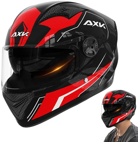 Zahoken Casco De Motocicleta con Doble Visera, Casco De Motocicleta con Doble Visera De Cara Completa, Cascos Integral para Bicicleta De Calle con Viseras Dobles, Cascos para Bicicletas De Calle