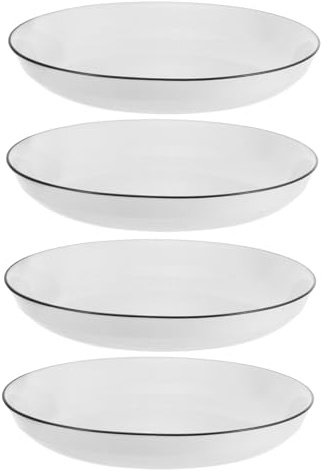 CIYODO 4pezzi Piattini Da Dessert Rotondi in Porcellana Con Nero Vassoio Da Portata Per Alimenti Piatto Per Pane Colazione Piatto Per Antipasti Per Buffet Snack Cucina Pranzo Ristoranti