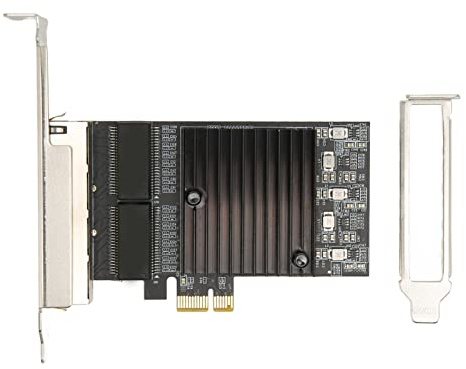 Lazmin112 Tarjeta de Red PCIe X1, Adaptador WiFi Gigabit Tarjeta de Red Nic, Puerto RJ45 de 4 Vías 10 100 1000Mbps Adaptador LAN Ethernet, Material PBC Duradero, para PC