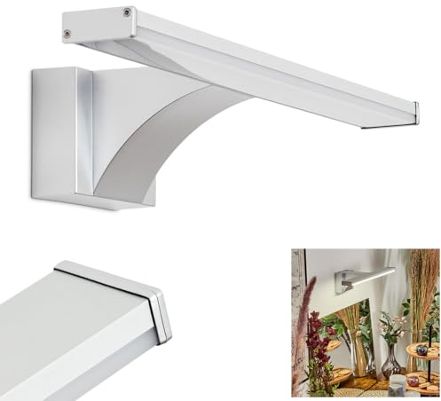 HOFSTEIN LED Spiegelleuchte Zaire, Wandlampe aus Metall/Kunststoff in Silber/Chrom/Weiß, Spiegellampe mit Bewegungsmelder, LED 8,47 W, 1000 L, 4000 K, Wandleuchte auch für Badezimmer geeignet, IP44