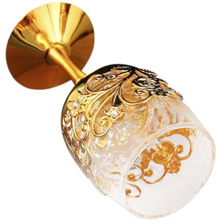 MUELODSIC Copa de Vino Europeo Metálica y Vidrio Diseño Cáliz Decorativo para Licor Copa Alta Elegante para Uso Doméstico Regalo Sofisticado