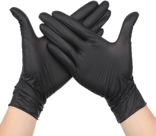 Guanti monouso in nitrile rosa da 20/100 pezzi, for donna e ragazza, for la pulizia della casa, for salone, in lattice nero, senza polvere, for tatuaggi, taglia SML(Black 20PCS,M)