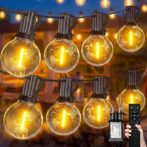 MOLVCE LED Lichterkette Außen Strom 30M, 70+4 G40 Glühbirnen Dimmbar Lichterketten Outdoor Warmweiße mit Timer, IP44 Wasserdicht Balkon Beleuchtung für Party Garten Terrasse Hochzeit Weihnachten