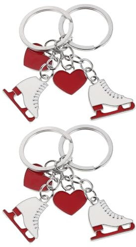 Abaodam Llavero de Patines de Hielo Colgantes de Corazón y Patín Artístico, 4 Piezas, Accesorios para Bijouterie, Llavero de Patinaje Artístico Adecuado para Recuerdos Deportivos y