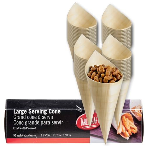 Tablecraft Disposable Serving Cone, Bamboo, Multi-Colour, 2.75 dia. x 7 / 7cm x 17.8cm