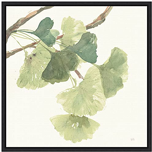 Amanti Art Framed Canvas Wall Art 16x16 Gingko Leaves I Light by Chris Paschke, Framed Wall Art Canvas, Flowers Artwork, Modern Contemporary Decor, Small Poster Painting for Living Room, Bedroom