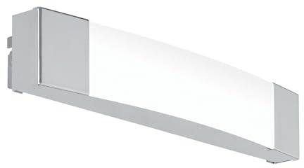 EGLO LED Wandlampe Siderno, Wandleuchte, Spiegelleuchte aus Stahl und Kunststoff, Badezimmer Lampe in Chrom, Satiniert, Feuchtraumleuchte, IP 44, L 35 cm | aus Stahl und Kunststoff, Badezimmer Lampe in Chrom, Satiniert, Feuchtraumleuchte, IP 44, L 35 cm